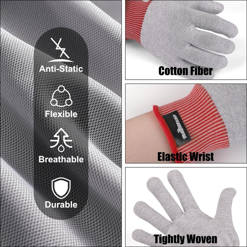 TECKWRAP Grey Professional Vinyl Wrap Anti-Static Application Gloves, Vinyl Wrap Gloves for Car Wrapping & Decal Application(2 Pairs/Pack) - Image 4